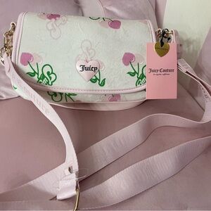 Juicy Couture Pink and Green Heart Shoulder Bag